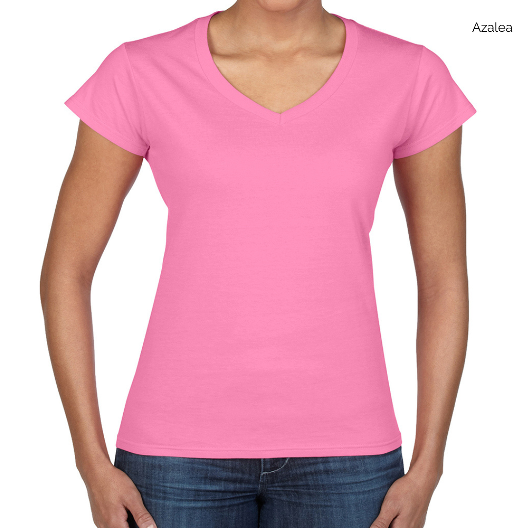 Gildan Ladies SoftStyle V Neck Embroidered T-Shirt