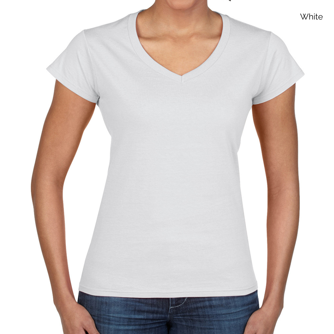 Gildan Ladies SoftStyle V Neck Embroidered T-Shirt