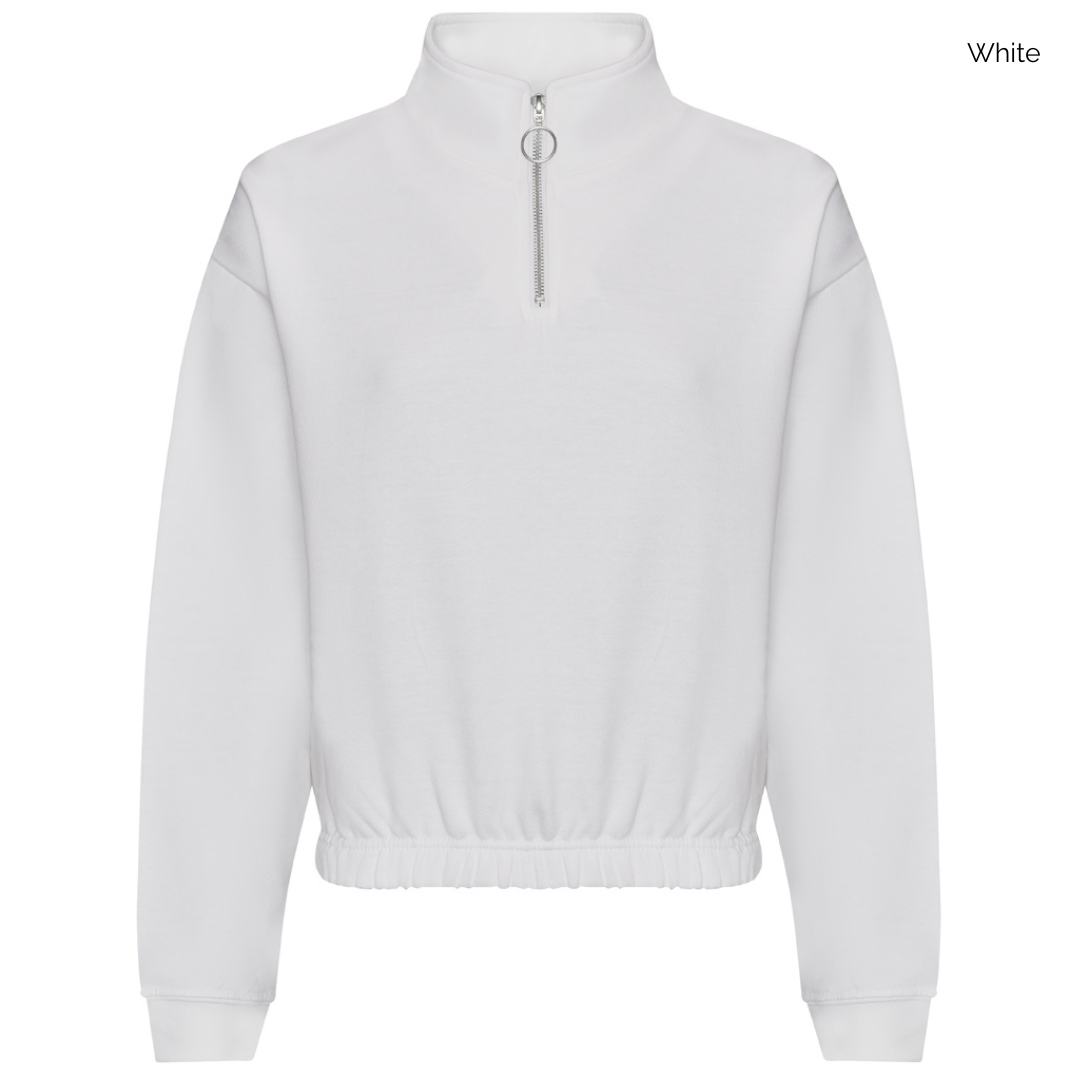 AWDis Ladies Cropped 1/4 Zip Embroidered Sweatshirt