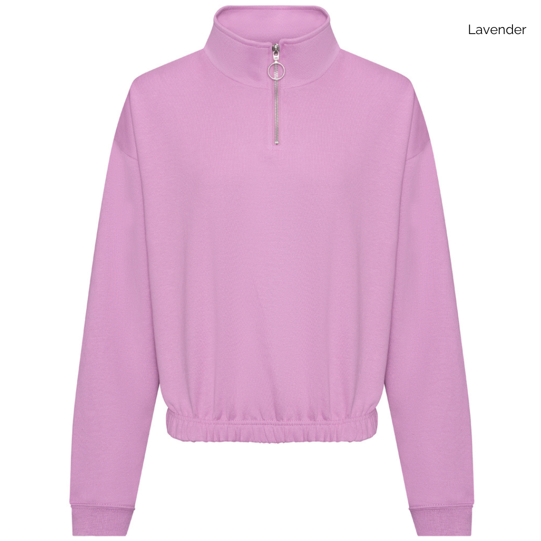 AWDis Ladies Cropped 1/4 Zip Embroidered Sweatshirt