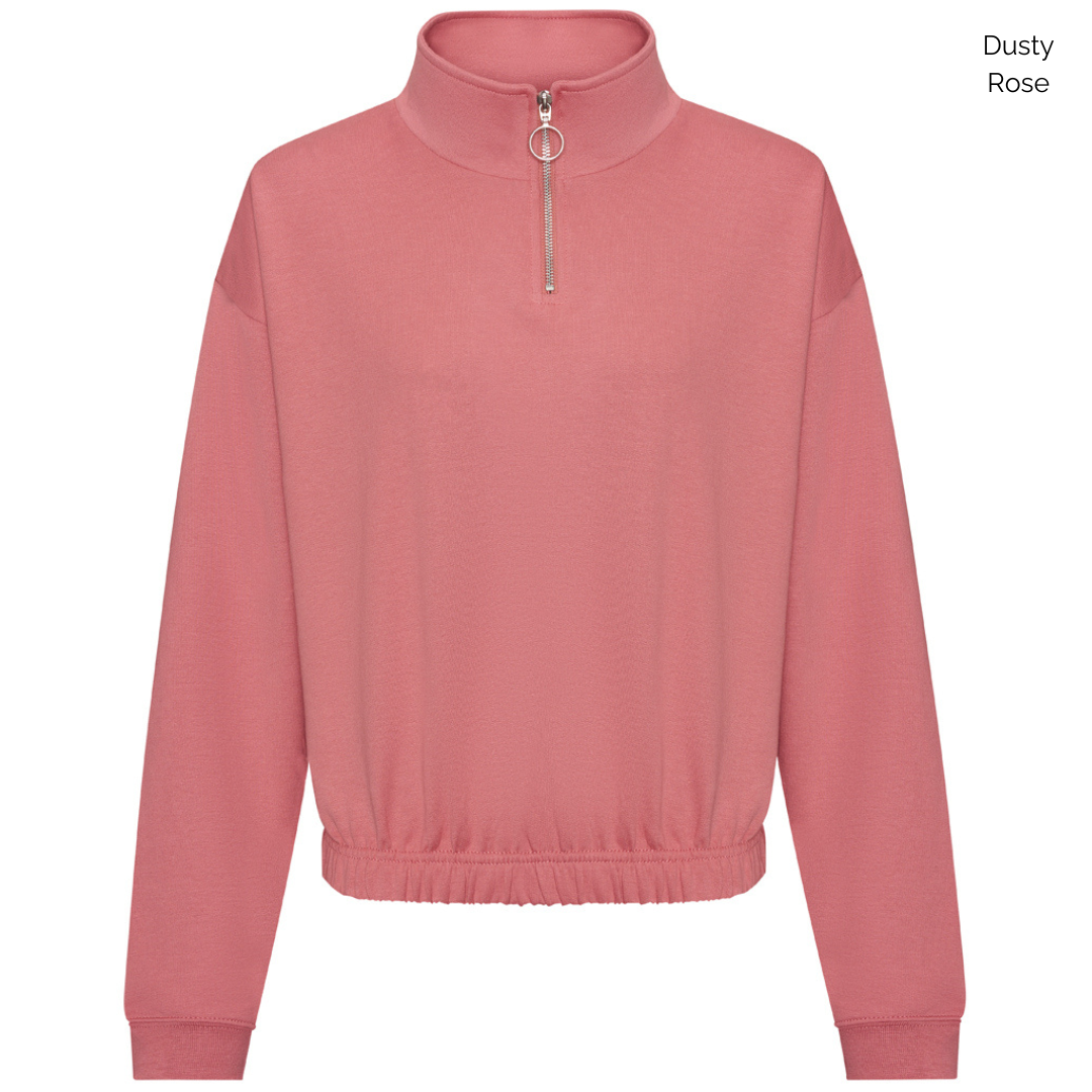 AWDis Ladies Cropped 1/4 Zip Embroidered Sweatshirt